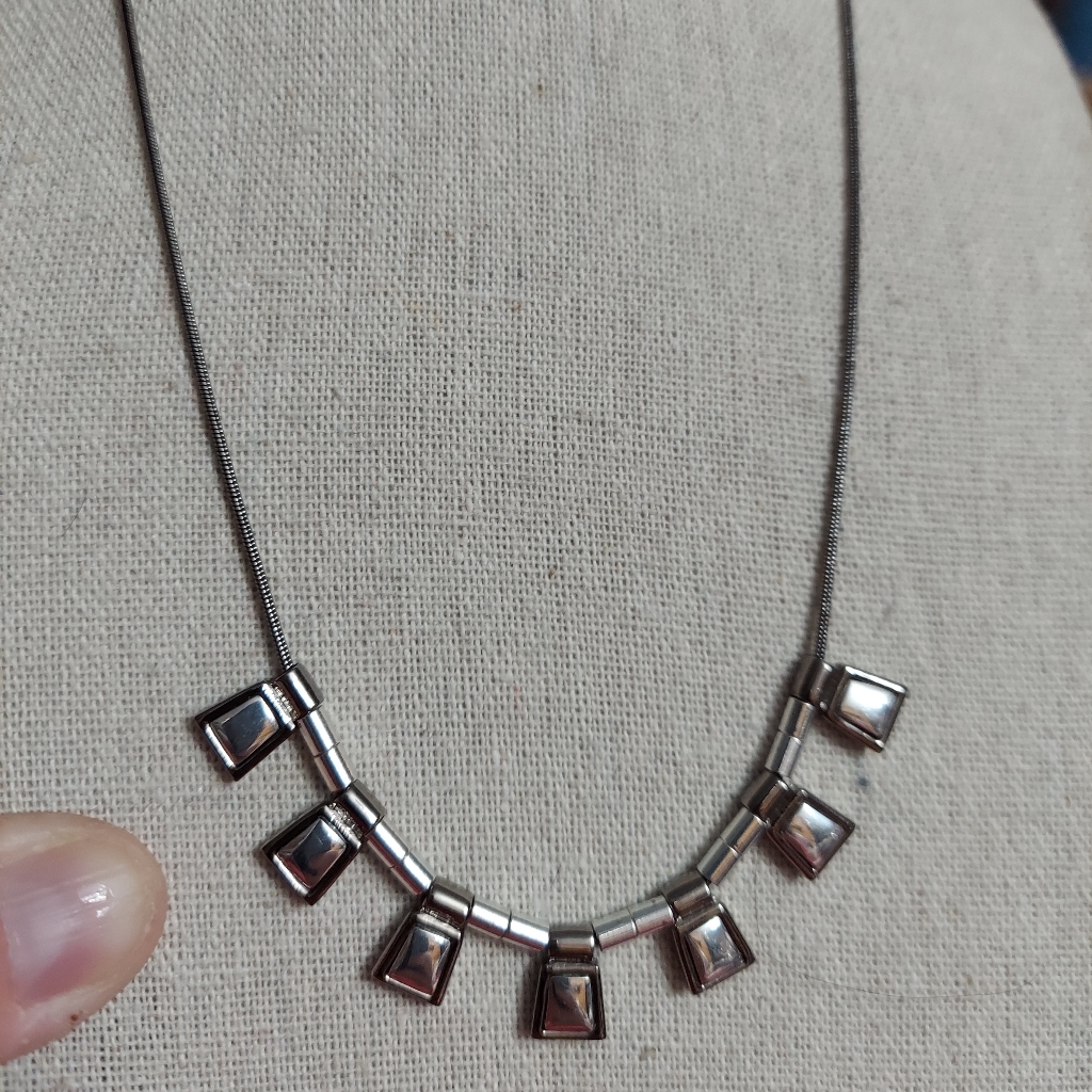 Vintage Carolina Herrera Gun Metal Necklace